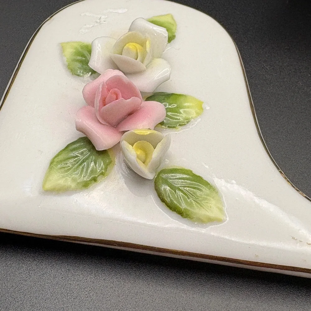 Vintage DeVilbiss Ceramic Floral Piano W/Gold Accents Candle Holder Trinket Box